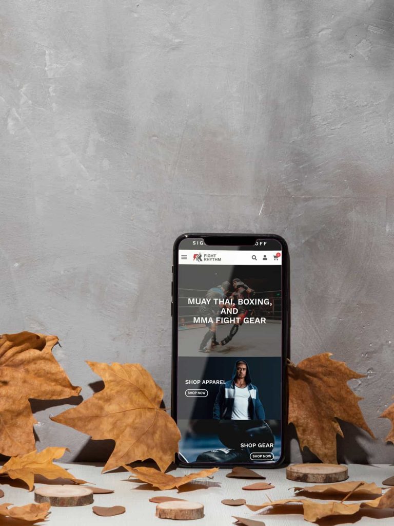 The Fight Rhythm store shown on a mobile phone.